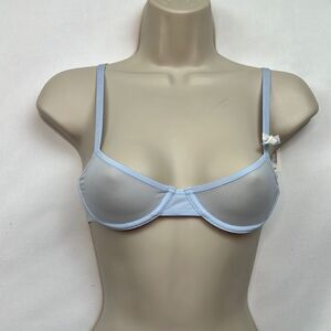 Aerie Smoothez Pale blue Balconette Mesh unlined bra NWT